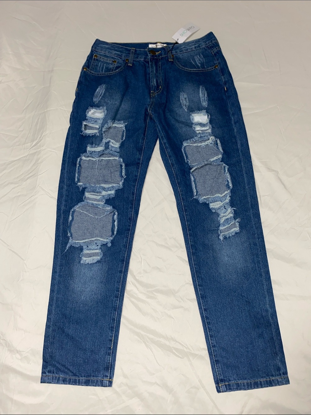 Showpo Distressed Blue Ripped Jeans